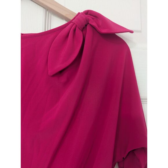 🎀 Vince Camuto Bow Shoulder Jumpsuit Hot Pink Size 0 NWT - Picture 5 of 11